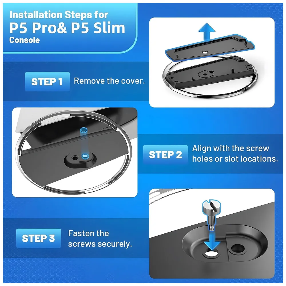 Gaming Stand for All Models – Fat, Slim, Pro Consoles Gaming Base Screw in Mount for Vertical Standing of the Device Stable and Firm Grip – 6.1 Inch Diameter Metal Body