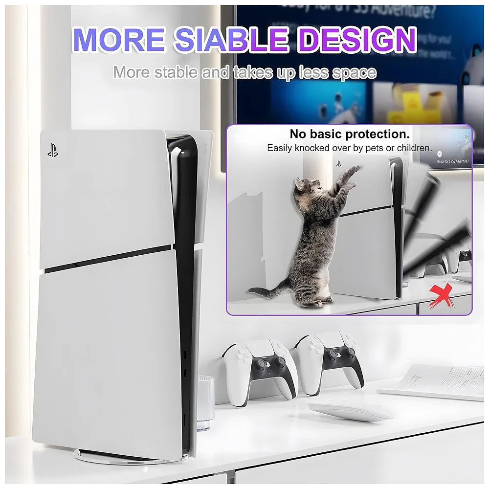 Gaming Stand for All Models – Fat, Slim, Pro Consoles Gaming Base Screw in Mount for Vertical Standing of the Device Stable and Firm Grip – 6.1 Inch Diameter Metal Body
