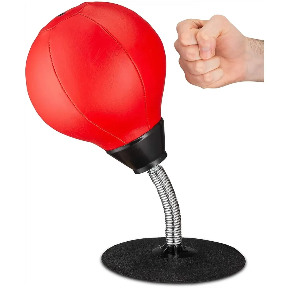 Desk Punching Bag Stress Buster Relief Free Standing Desk Table Boxing Punch Ball Suction Cup Reflex Strain 36 Cm Height Gag Gift