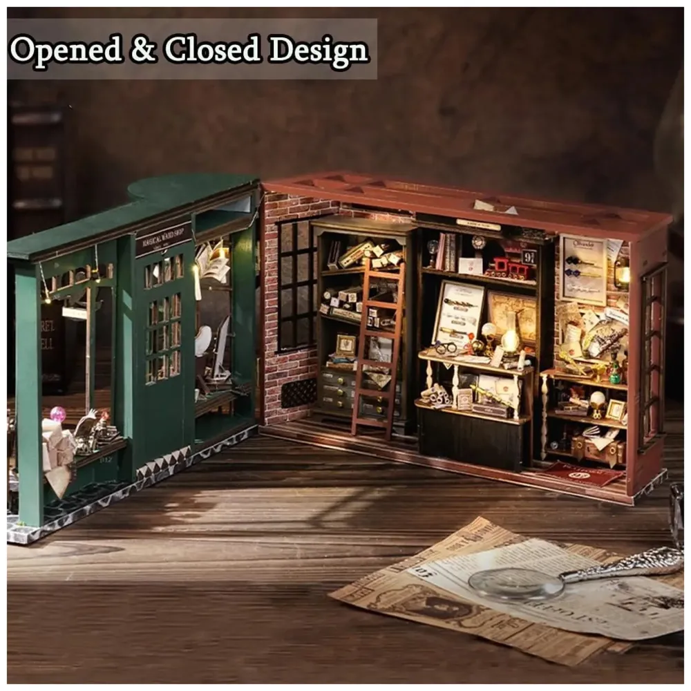 DIY Miniature Dollhouse Kit with Furniture, 1:24 Scale Creative Room Opened & Closed Movie Inspired Wooden Doll House for Kids Teens Adults(Magical Wand Shop) - 2