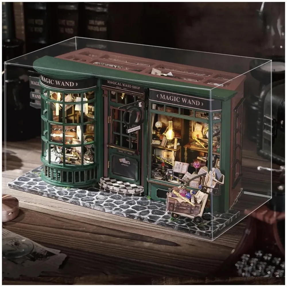 DIY Miniature Dollhouse Kit with Furniture, 1:24 Scale Creative Room Opened & Closed Movie Inspired Wooden Doll House for Kids Teens Adults(Magical Wand Shop) - 4
