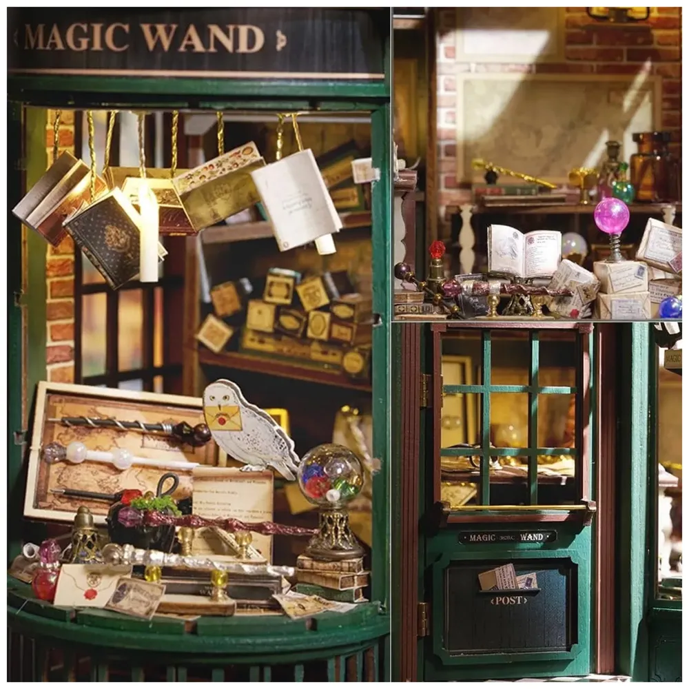 DIY Miniature Dollhouse Kit with Furniture, 1:24 Scale Creative Room Opened & Closed Movie Inspired Wooden Doll House for Kids Teens Adults(Magical Wand Shop) - 6