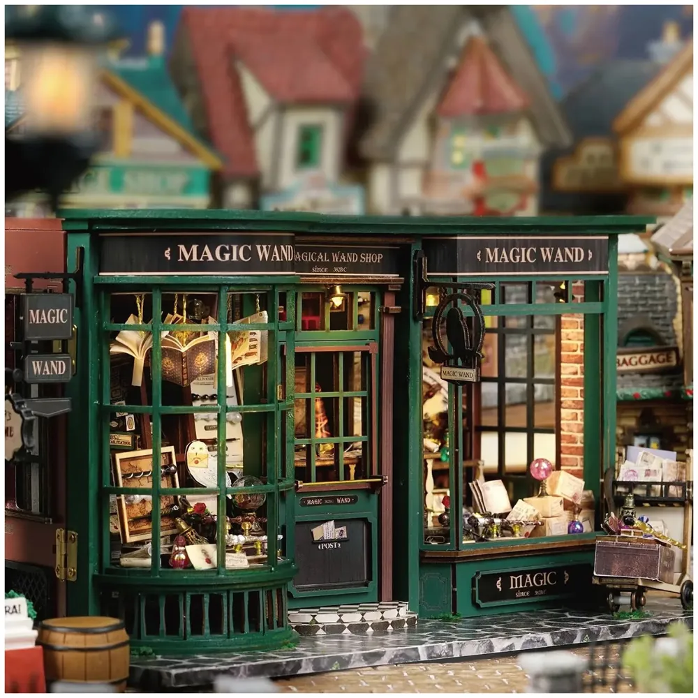 DIY Miniature Dollhouse Kit with Furniture, 1:24 Scale Creative Room Opened & Closed Movie Inspired Wooden Doll House for Kids Teens Adults(Magical Wand Shop) - 7