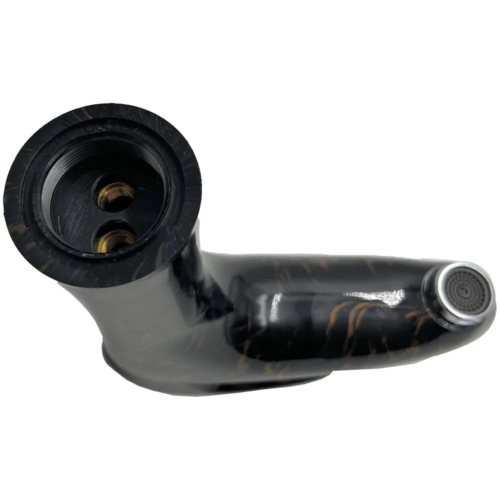 PVC Black Basin Tap Faucet Mixer Black Gold Marble Design for Bathroom Toilet Wash Basins Hot and Cold Water Tap Short Body - 7 Inches Wash Basin tap