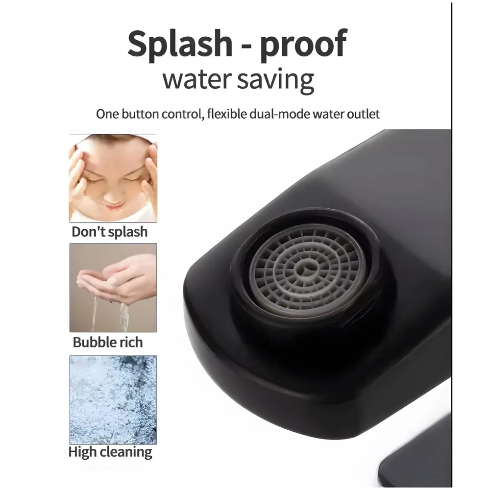 PVC Matt Black Basin Mixer Faucet Tap, Hot and Cold Bathroom Basin Tap Tall Body - 12 Inches