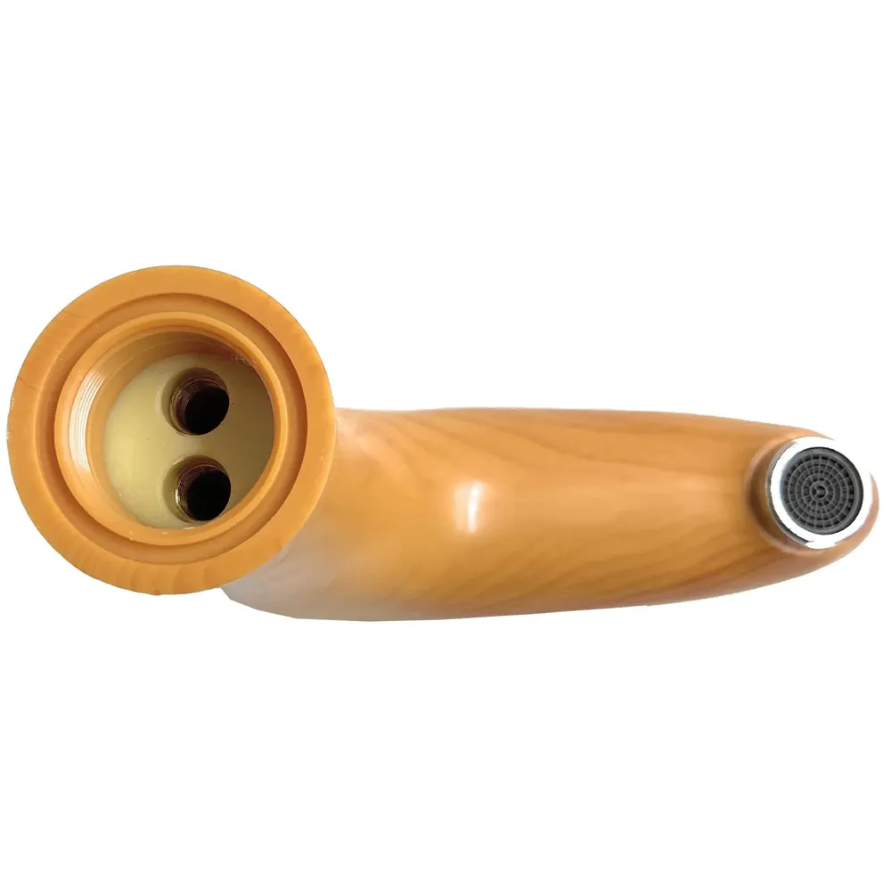 PVC Brown Antique Basin Tap Faucet Mixer Wood Design for Bathroom Toilet Wash Basins Hot and Cold Water (Short Body - 7 Inches)