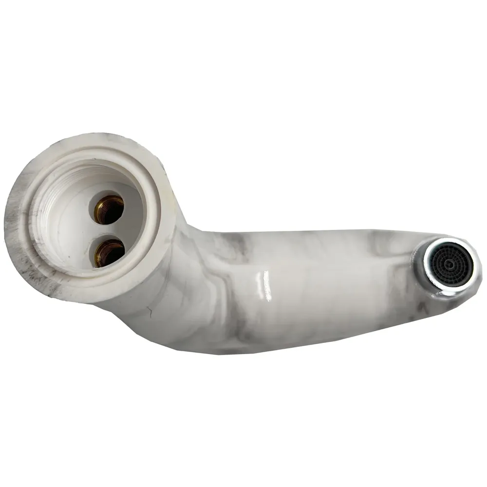 PVC Basin Tap Faucet Mixer White Marble Design for Bathroom Toilet Wash Basins Hot and Cold Water Tap Short Body - 7 Inches