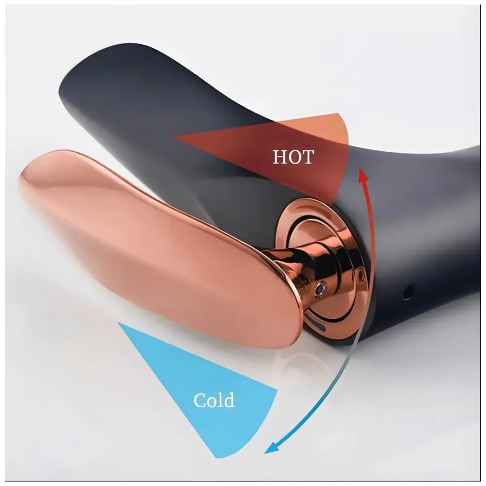 Black Rose Gold Faucet Tap Mixer Hot and Cold Water Heavy Single Lever Basin Mixer 7 inches with Connector Pipes and Ceramic Cartridge for Bathroom Wash Basins