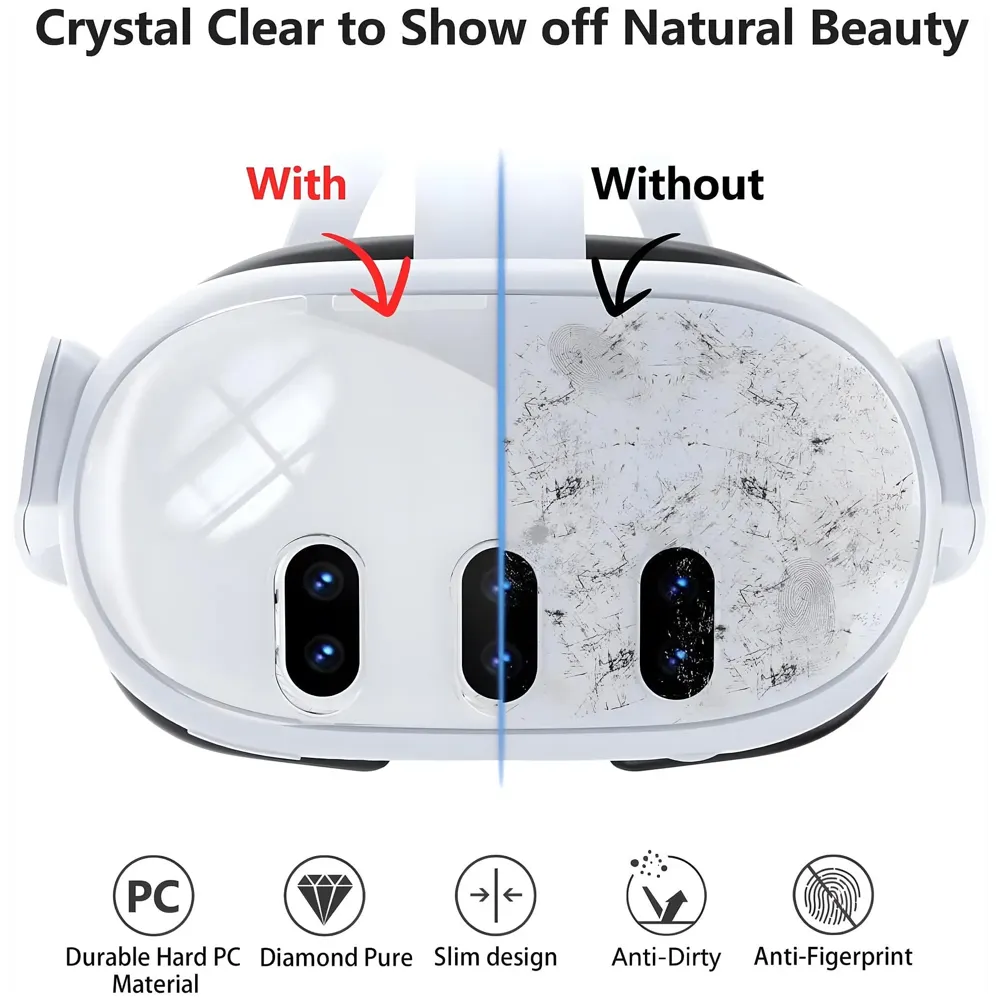 Protective Case Compatible with Meta Quest 3, Shockproof and Scratch Resistant, Highly Transparent Case with Headset Cover, Glass Camera Lens, Joystick Caps. VR Accessories - 4