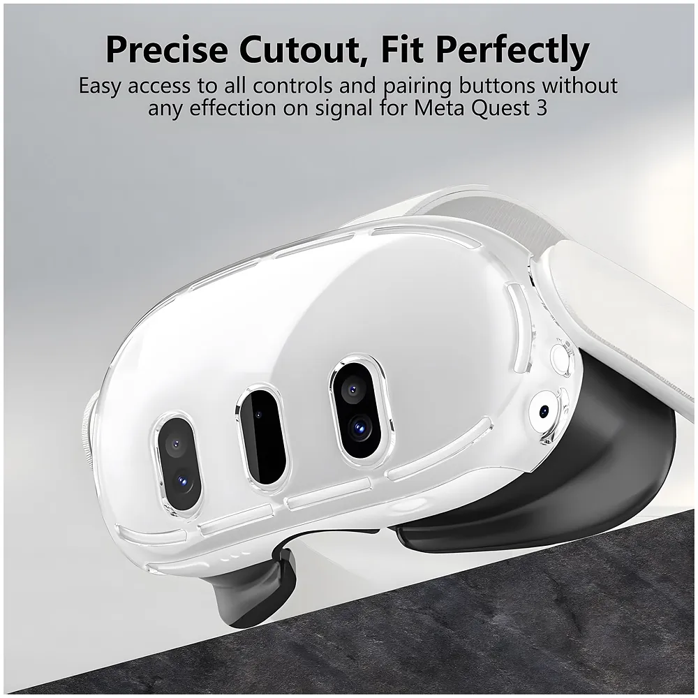 Protective Case Compatible with Meta Quest 3, Shockproof and Scratch Resistant, Highly Transparent Case with Headset Cover, Glass Camera Lens, Joystick Caps. VR Accessories