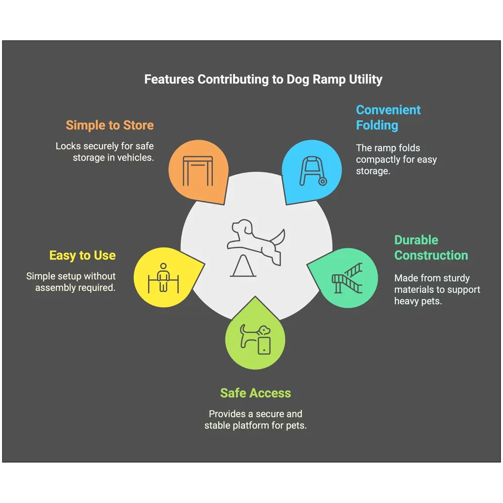 Folding Dog Ramp for Cars 62 x 15.5 x 3.5 Inches Black, 4 Times Folding (15.5 x 10 Inch) for Storage, Pet Car Ramp Stairs