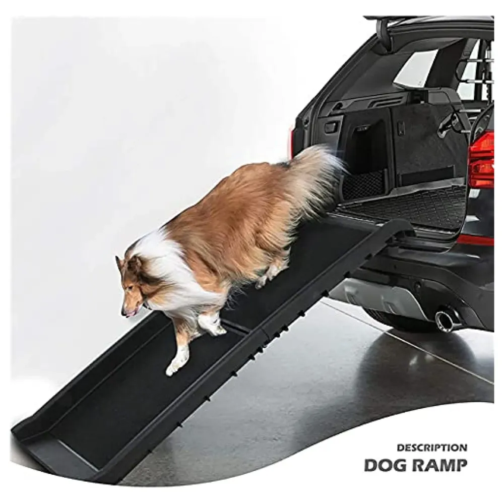 Folding Dog Ramp for Cars 62 x 15.5 x 3.5 Inches Black, 4 Times Folding (15.5 x 10 Inch) for Storage, Pet Car Ramp Stairs