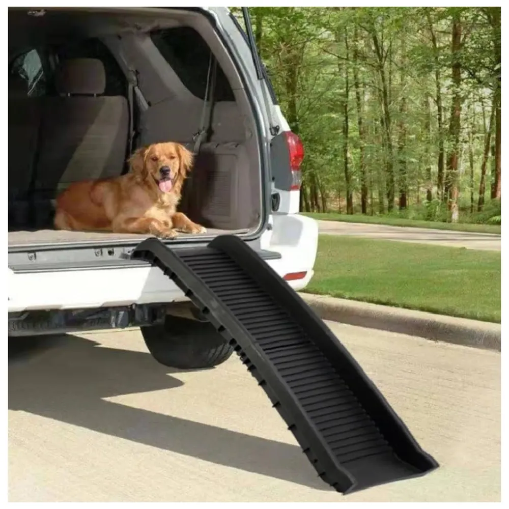 Folding Dog Ramp for Cars 62 x 15.5 x 3.5 Inches Black, 4 Times Folding (15.5 x 10 Inch) for Storage, Pet Car Ramp Stairs
