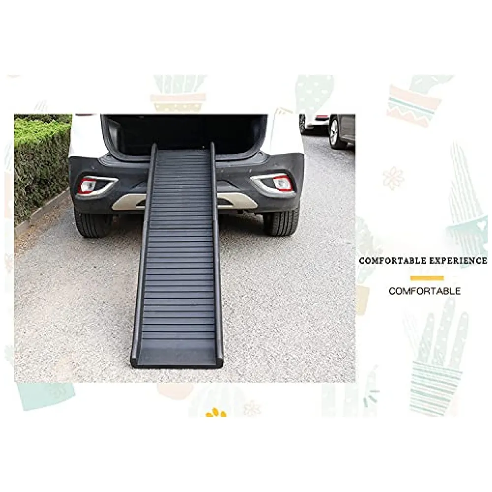 Folding Dog Ramp for Cars 62 x 15.5 x 3.5 Inches Black, 4 Times Folding (15.5 x 10 Inch) for Storage, Pet Car Ramp Stairs