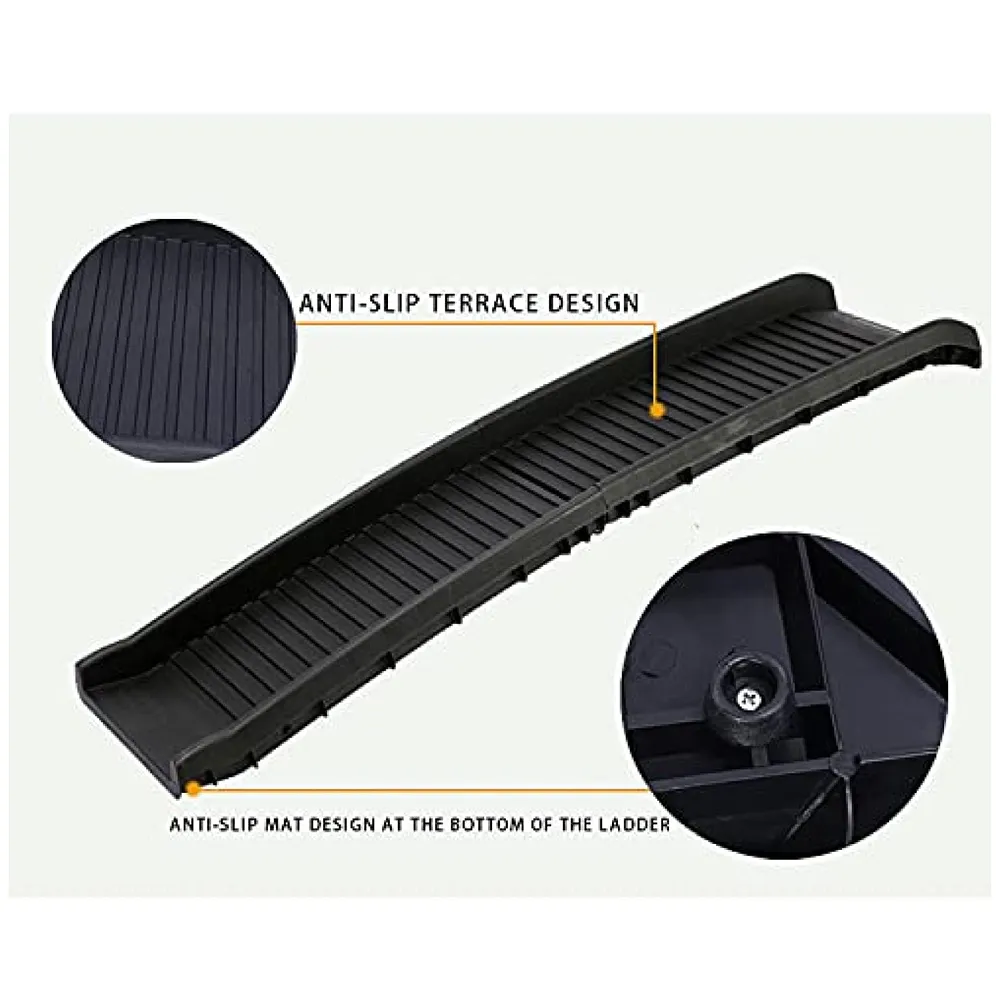 Folding Dog Ramp for Cars 62 x 15.5 x 3.5 Inches Black, 4 Times Folding (15.5 x 10 Inch) for Storage, Pet Car Ramp Stairs