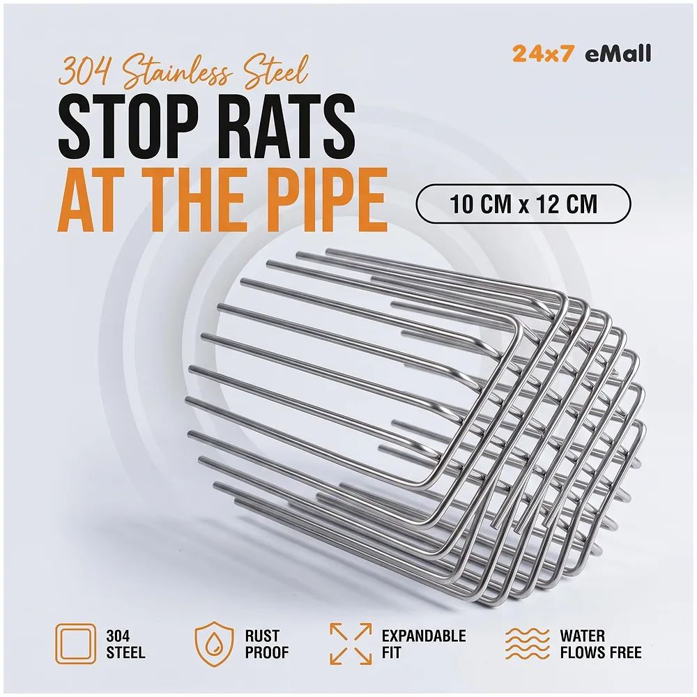 Rat Mesh Guard for Drain Pipes 10 cm 12 cm Steel Wire Expandable