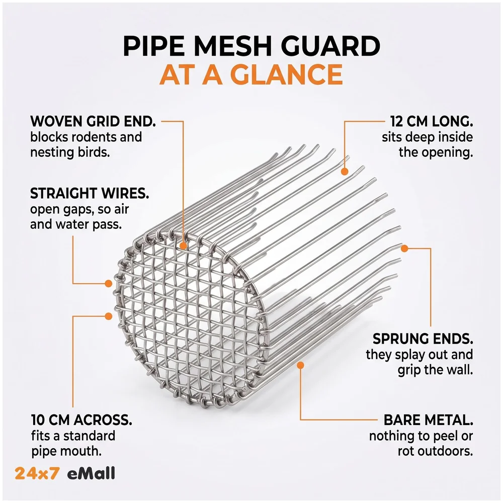 Pack of 2 Rat Mesh Guard for Drain Pipes 10 cm 12 cm Steel Wire