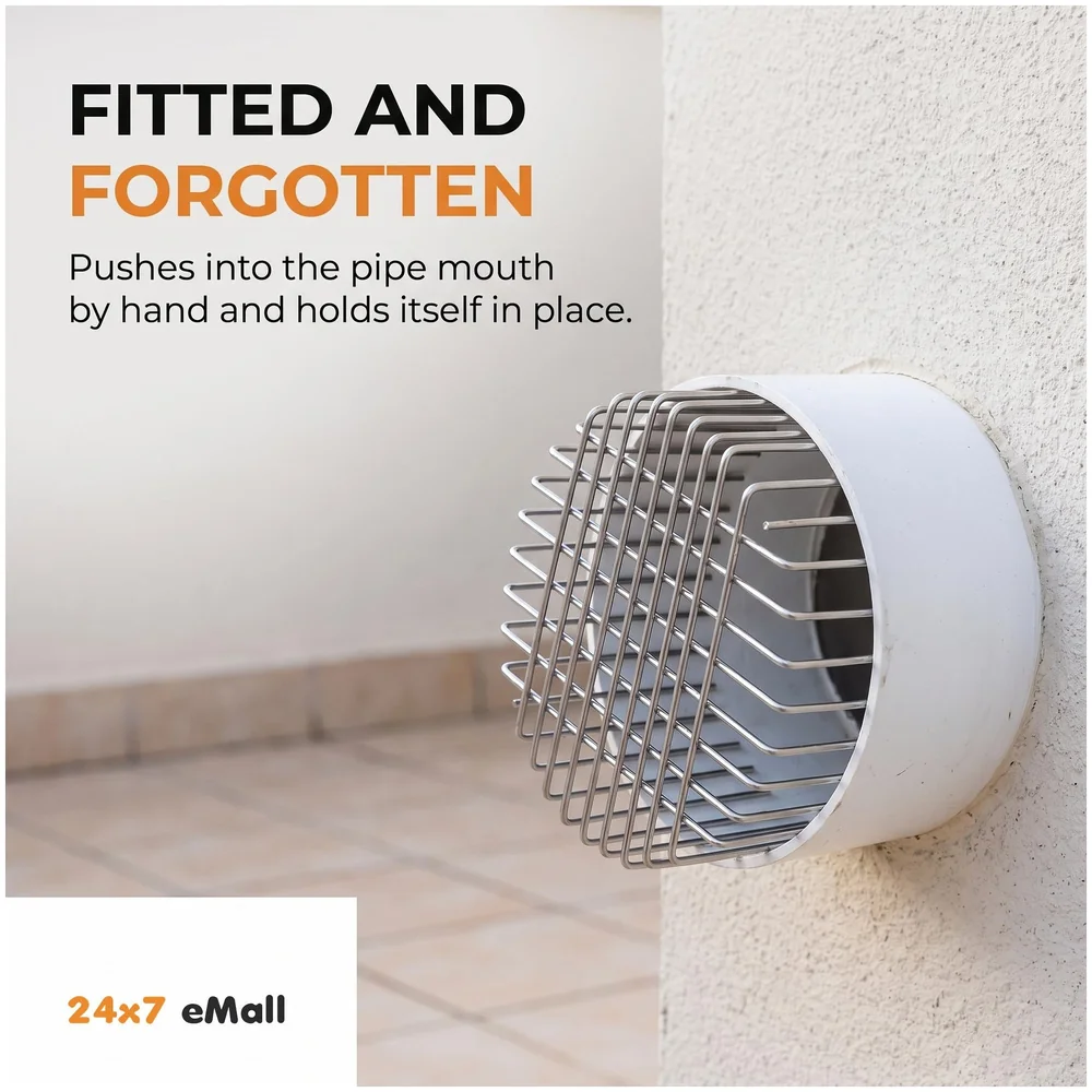 Pack of 2 Rat Mesh Guard for Drain Pipes 10 cm 12 cm Steel Wire
