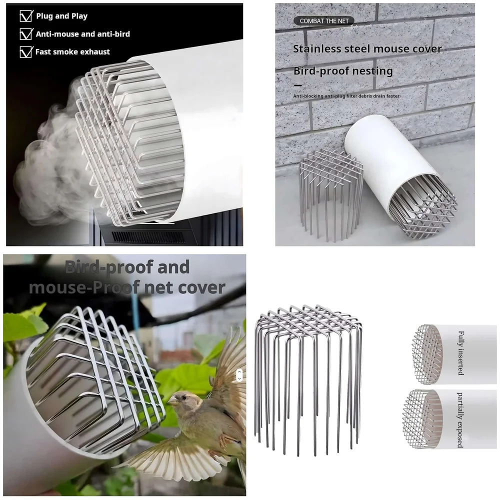 Pack of 2 Rat Mesh Guard for Drain Pipes 10 cm 12 cm Steel Wire