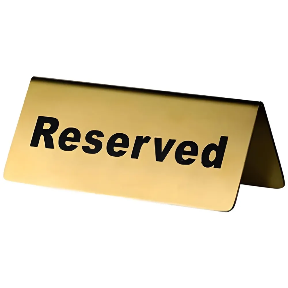 Gold Reserved Table Signs Metal Reserved Table Signs, Reservation Seat Signs for Restaurants Hotels Banquets Wedding Office Meeting Chairs, Gold - 12cm x 5.3cm, 1 PC