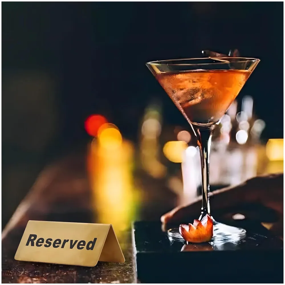 Gold Reserved Table Signs Metal Reserved Table Signs, Reservation Seat Signs for Restaurants Hotels Banquets Wedding Office Meeting Chairs, Gold - 12cm x 5.3cm, 1 PC - 2