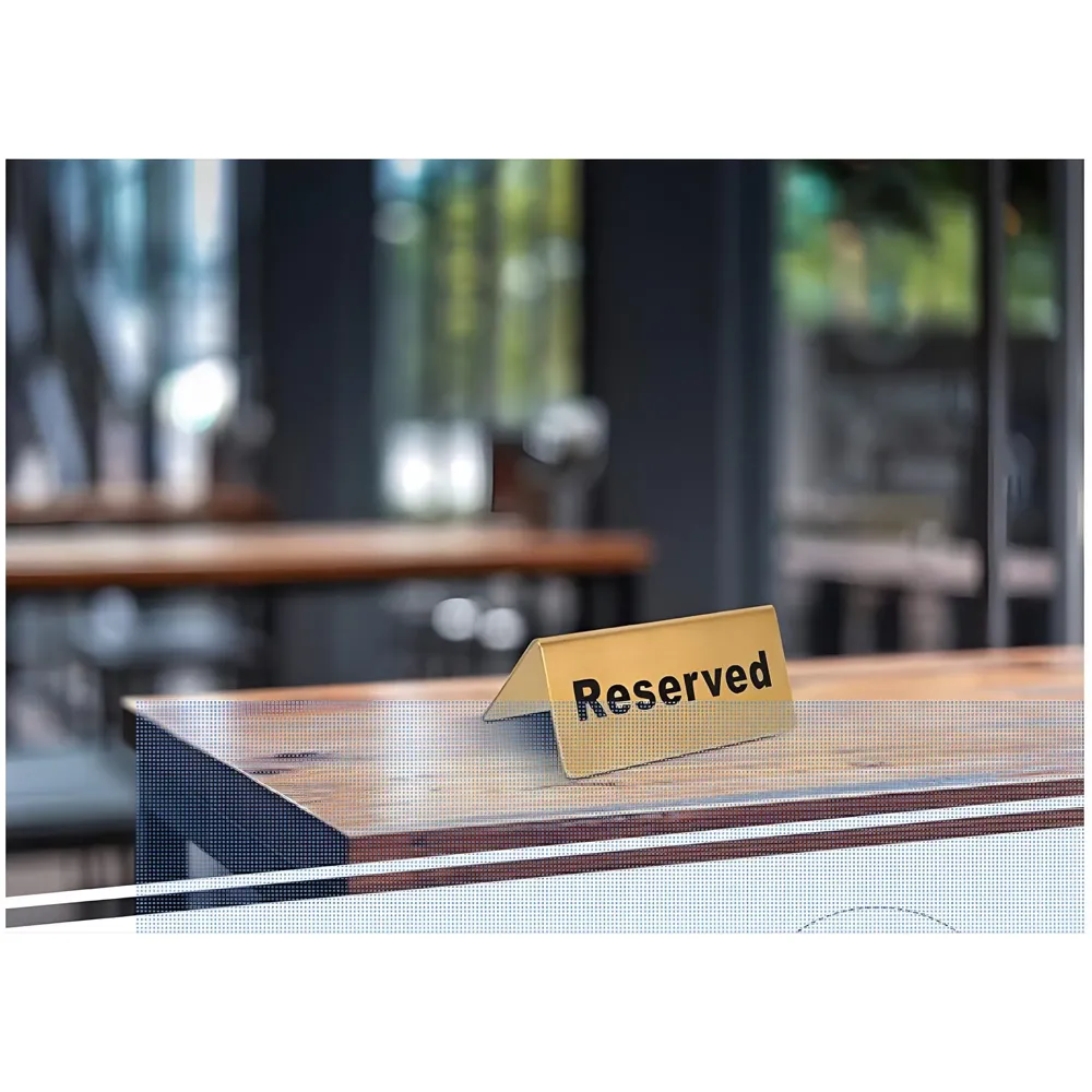 Gold Reserved Table Signs Metal Reserved Table Signs, Reservation Seat Signs for Restaurants Hotels Banquets Wedding Office Meeting Chairs, Gold - 12cm x 5.3cm, 1 PC - 8