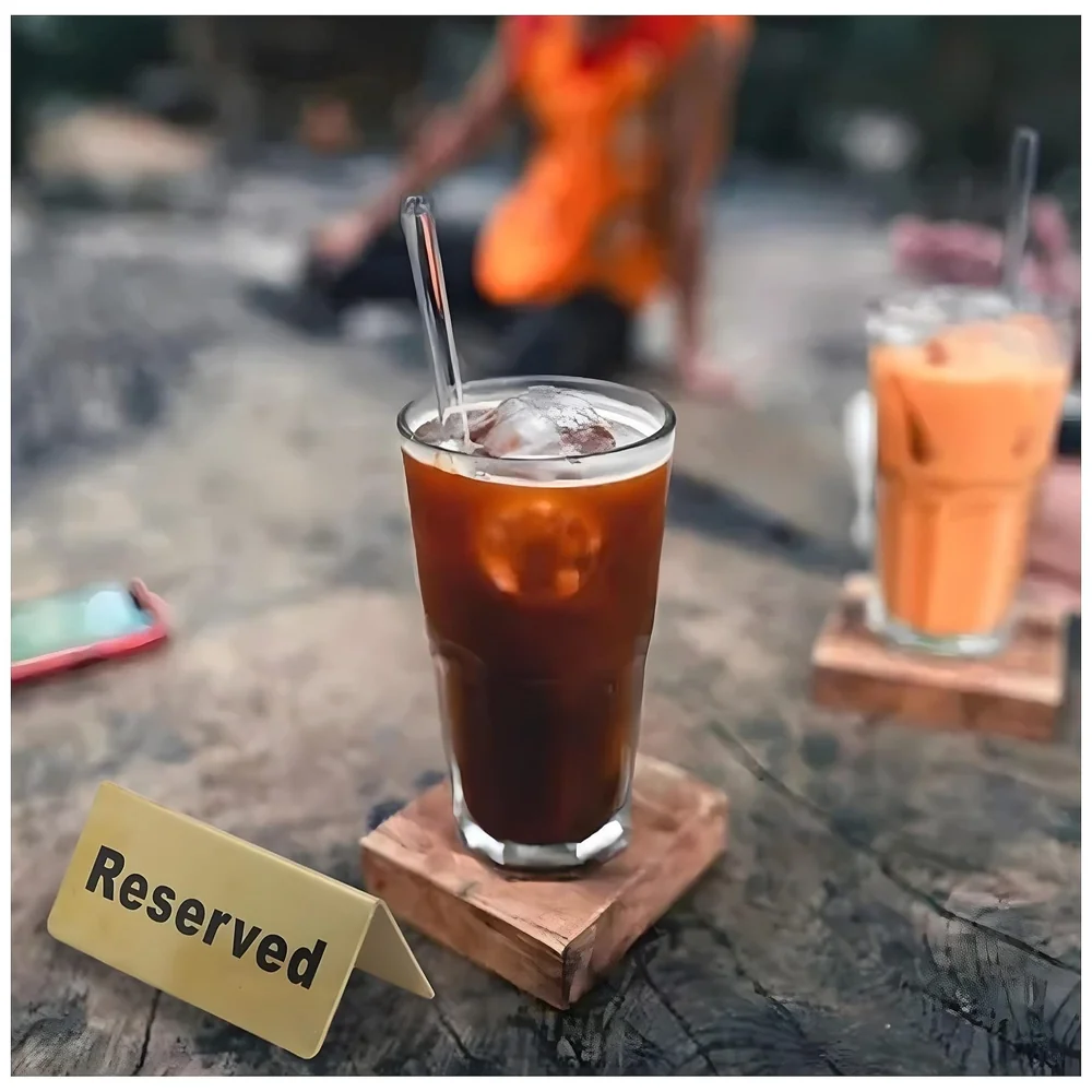Pack of 3 Reserved Table Sign Gold Metal 12 x 5.3 cm Restaurants