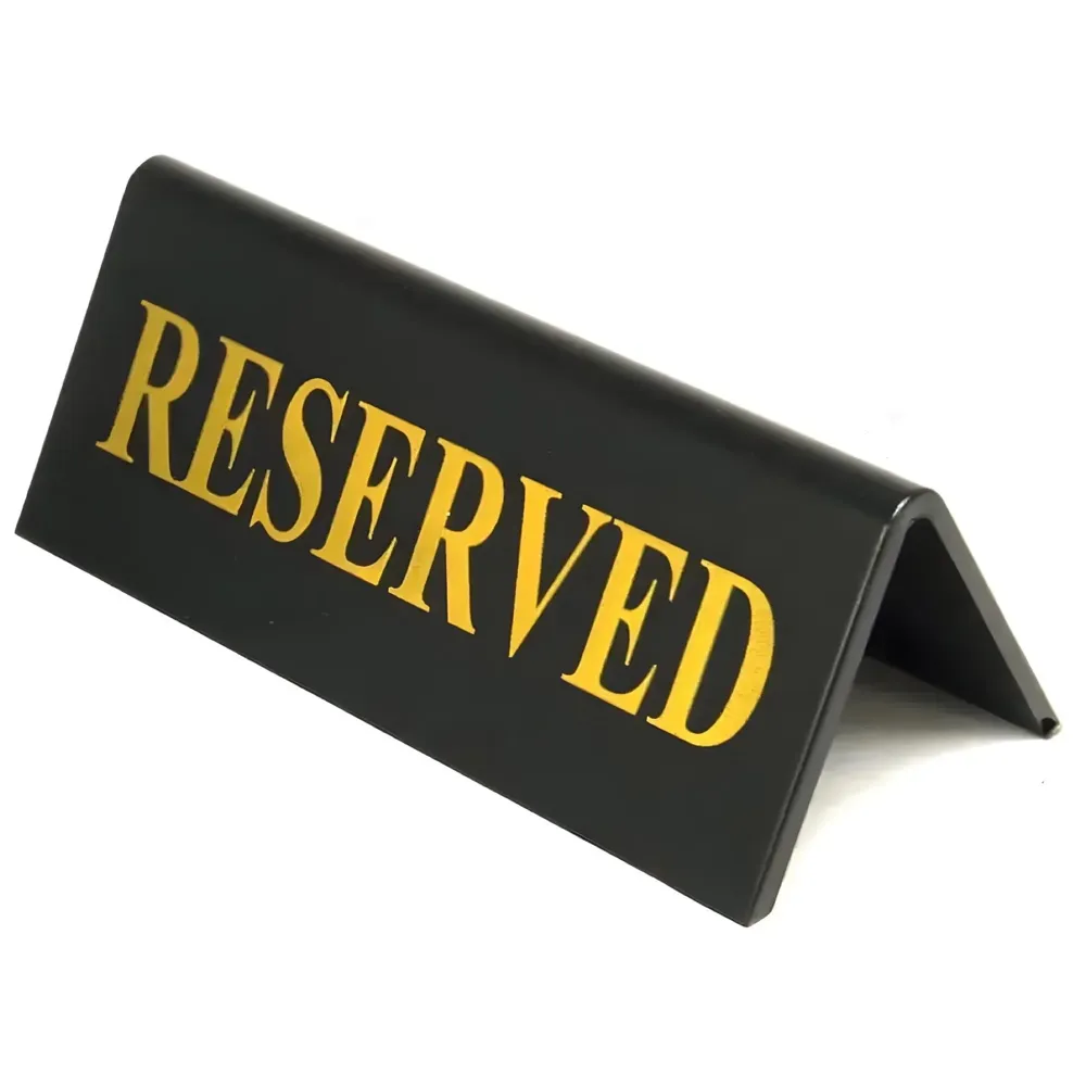 Black Reserved Table Signs Acrylic Reserved Table Signs, Reservation Seat Signs for Restaurants Hotels Banquets Wedding Office Meeting Chairs, 11cm x 4.5cm, 1 PC