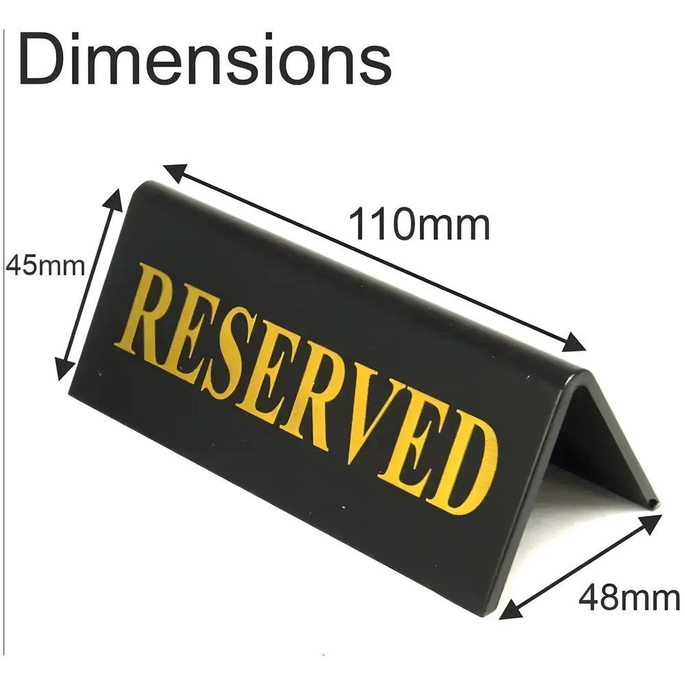 Black Reserved Table Signs Acrylic Reserved Table Signs, Reservation Seat Signs for Restaurants Hotels Banquets Wedding Office Meeting Chairs, 11cm x 4.5cm, 1 PC - 2