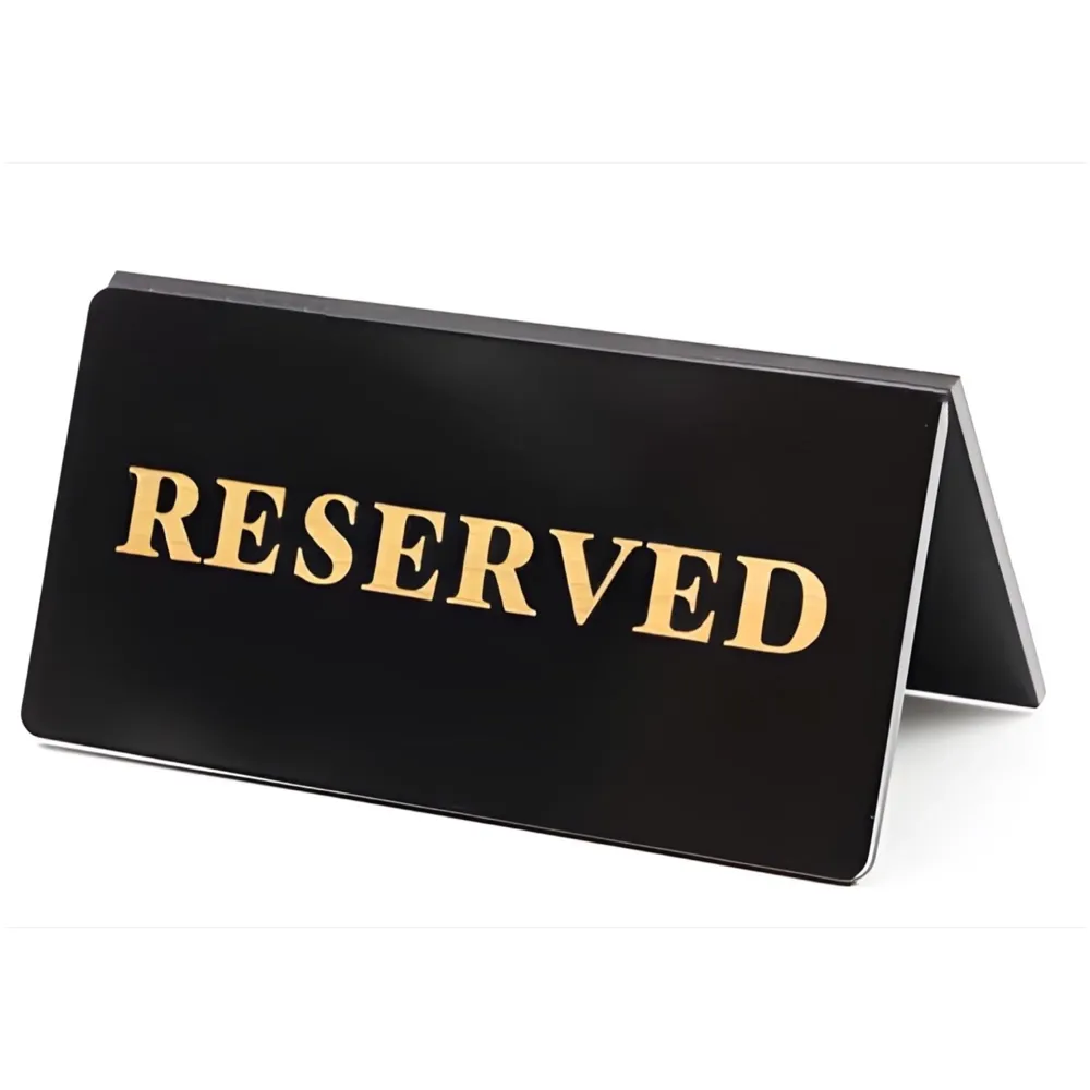 Black Reserved Table Signs Acrylic Reserved Table Signs, Reservation Seat Signs for Restaurants Hotels Banquets Wedding Office Meeting Chairs, 11cm x 4.5cm, 1 PC - 4