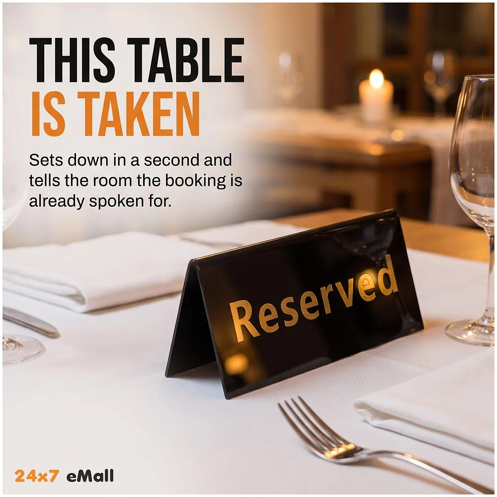 Black Reserved Table Signs Acrylic Reserved Table Signs, Reservation Seat Signs for Restaurants Hotels Banquets Wedding Office Meeting Chairs, 11cm x 4.5cm, 1 PC - medium, (reservation…
