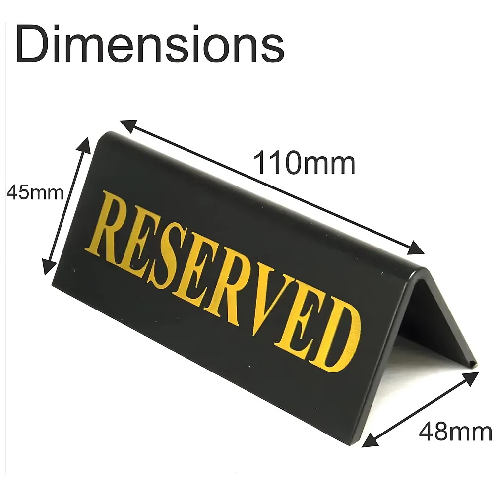 Black Reserved Table Signs Acrylic Reserved Table Signs, Reservation Seat Signs for Restaurants Hotels Banquets Wedding Office Meeting Chairs, 11cm x 4.5cm, 1 PC - medium, (reservation…