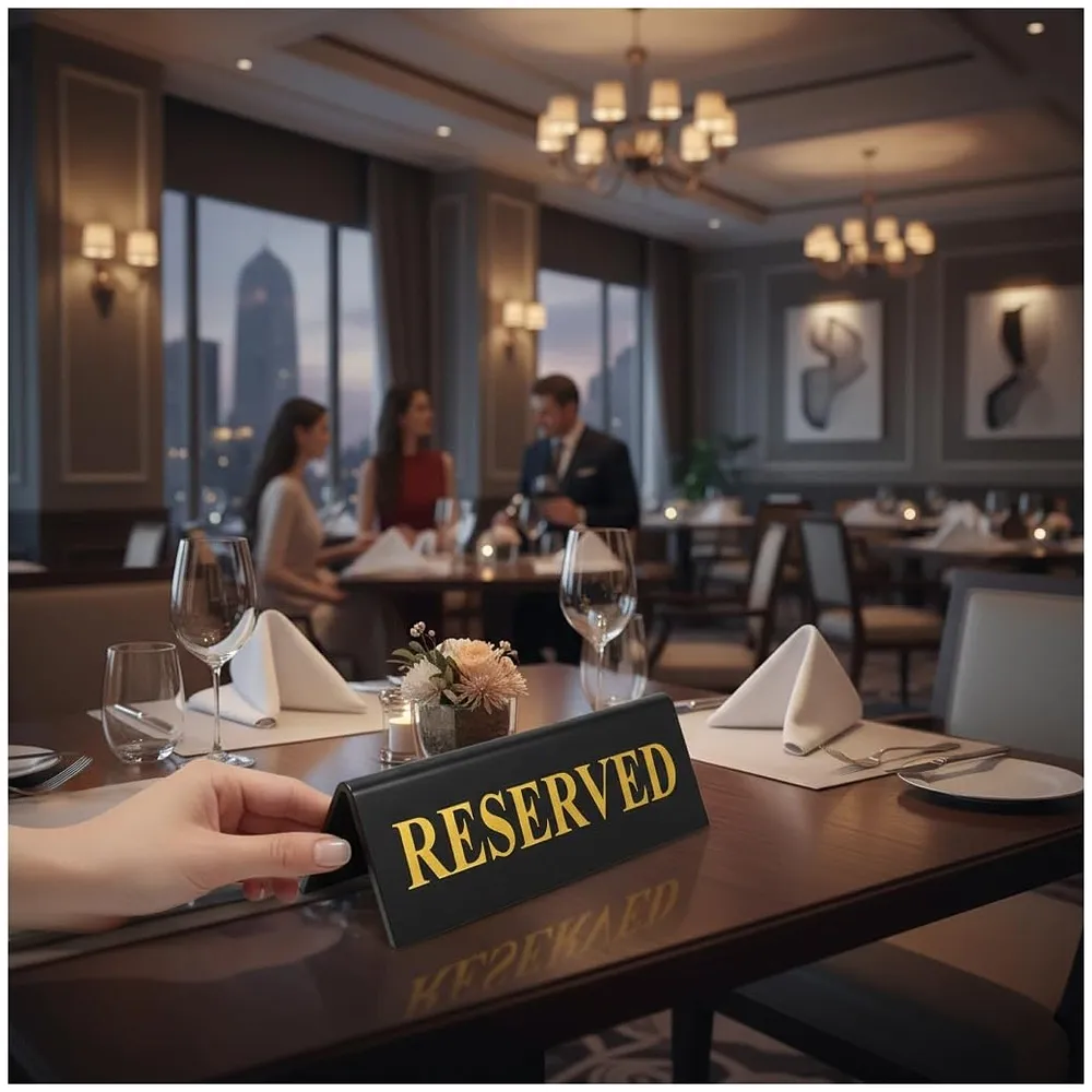 Black Reserved Table Signs Acrylic Reserved Table Signs, Reservation Seat Signs for Restaurants Hotels Banquets Wedding Office Meeting Chairs, 11cm x 4.5cm, 1 PC - medium, (reservation…