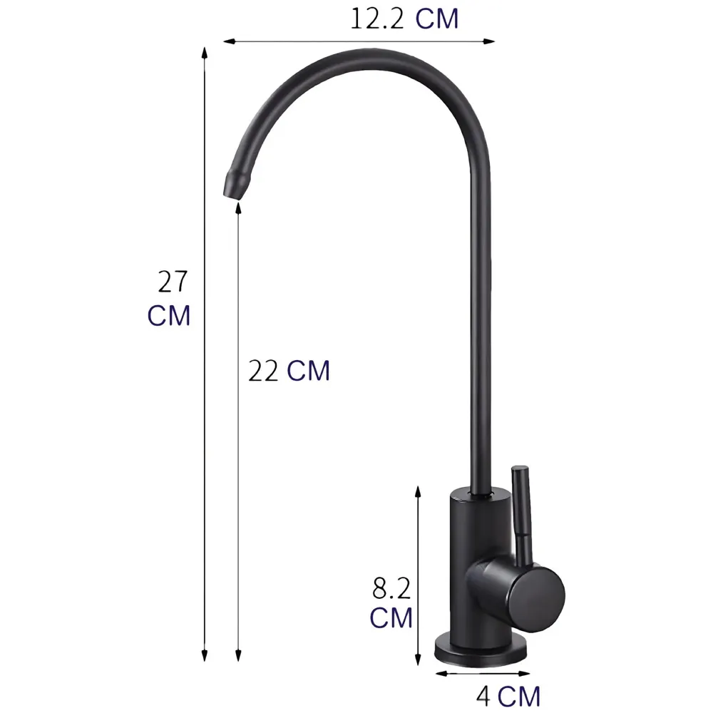 Ro Purifier Faucet tap for Under Sink Purifiers Compatible with All, Rotatable Kitchen Sink Faucet Tap with Black Finish for RO Drinking Water Filter Black - 27 x 12 cm - 3
