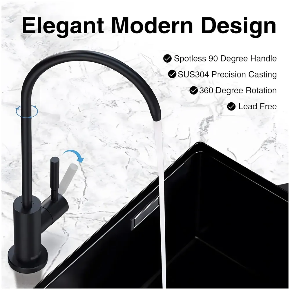 Ro Purifier Faucet tap for Under Sink Purifiers Compatible with All, Rotatable Kitchen Sink Faucet Tap with Black Finish for RO Drinking Water Filter Black - 27 x 12 cm - 5