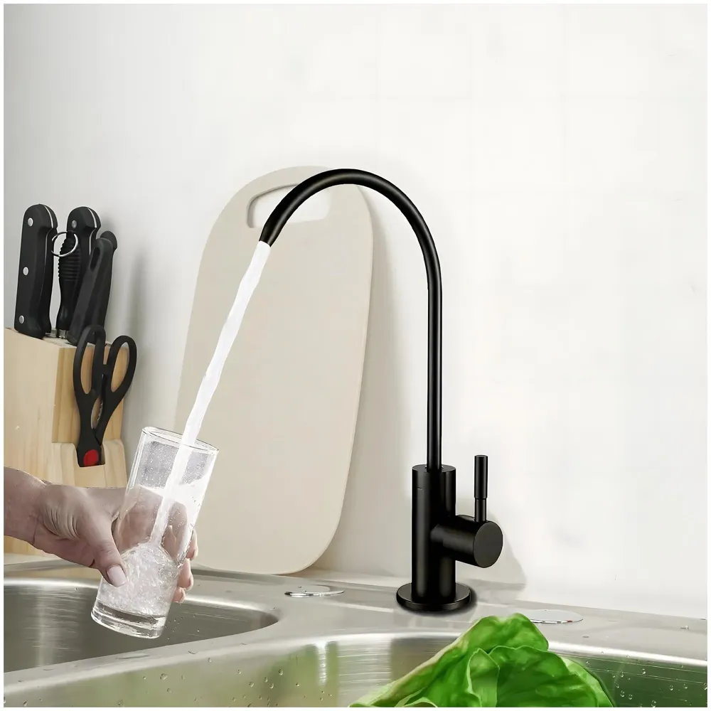 Ro Purifier Faucet tap for Under Sink Purifiers Compatible with All, Rotatable Kitchen Sink Faucet Tap with Black Finish for RO Drinking Water Filter Black - 27 x 12 cm - 9