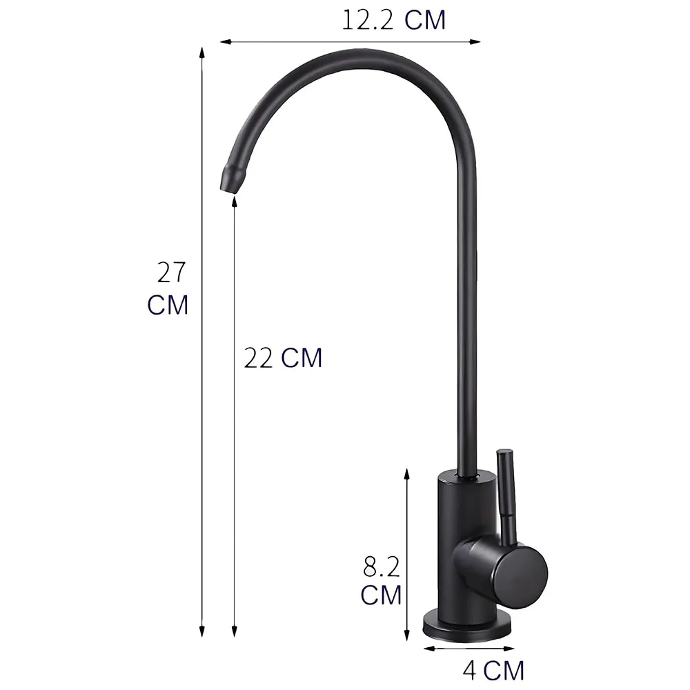 Ro Purifier Faucet tap for Under Sink Purifiers Compatible with All, Rotatable Kitchen Sink Faucet Tap with Black Finish for RO Drinking Water Filter Black - 27 x 12 cm