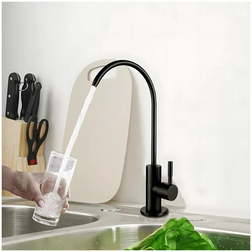 Ro Purifier Faucet tap for Under Sink Purifiers Compatible with All, Rotatable Kitchen Sink Faucet Tap with Black Finish for RO Drinking Water Filter Black - 27 x 12 cm
