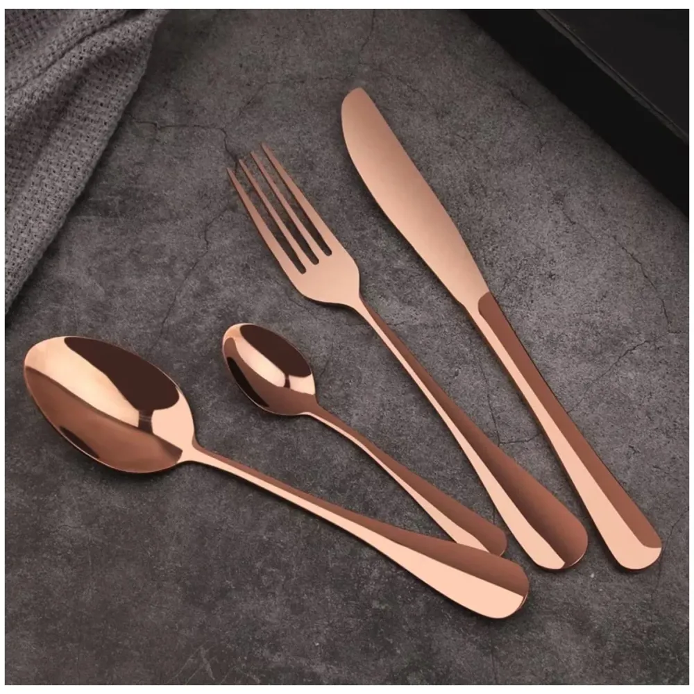 Rose Gold Cutlery Set, Modern Pieces Rosegold Stainless Steel Flatware for Daily Use, Party, Restaurants