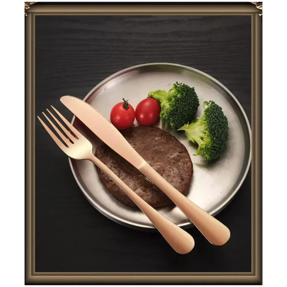 Rose Gold Cutlery Set, Modern Pieces Rosegold Stainless Steel Flatware for Daily Use, Party, Restaurants
