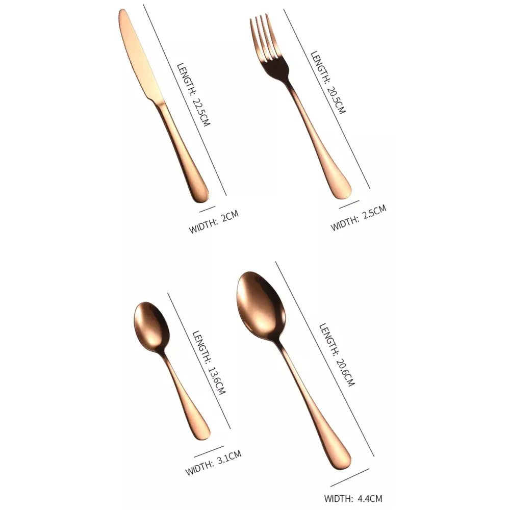 Rose Gold Cutlery Set, Modern Pieces Rosegold Stainless Steel Flatware for Daily Use, Party, Restaurants