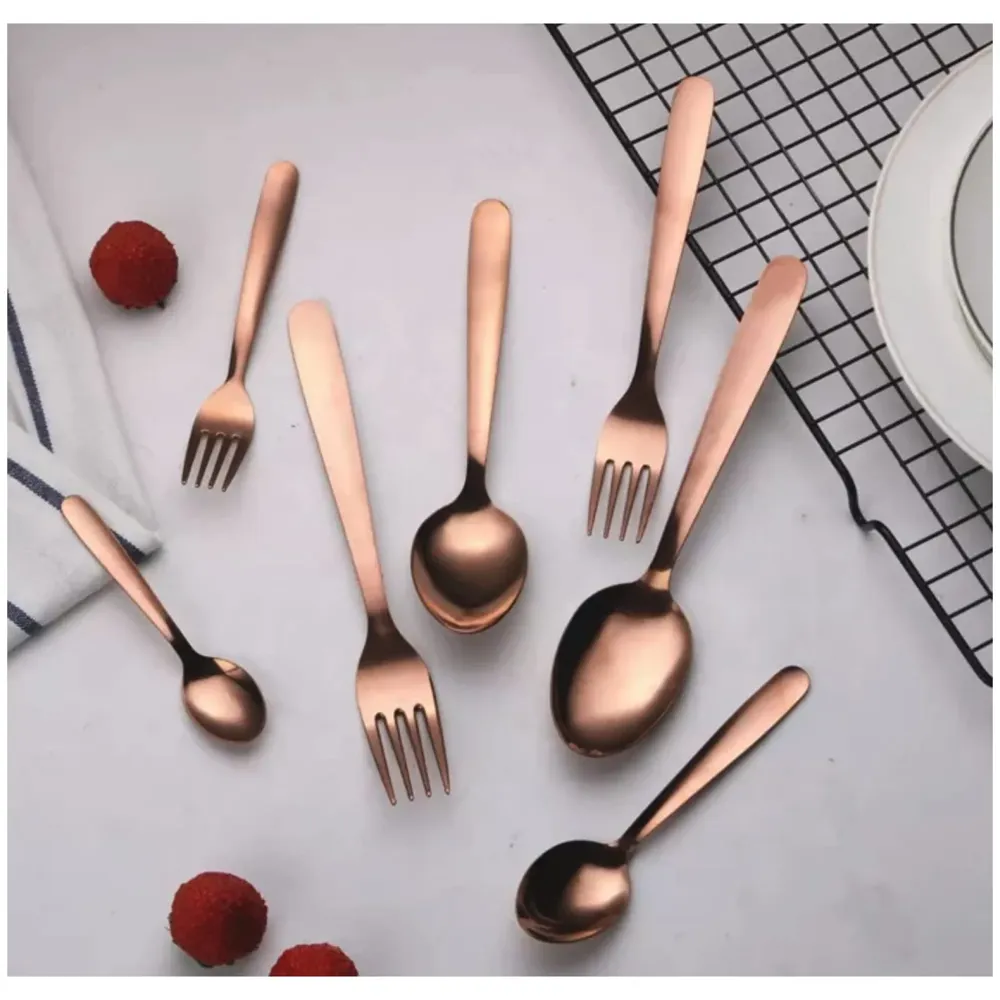 Rose Gold Cutlery Set, Modern Pieces Rosegold Stainless Steel Flatware for Daily Use, Party, Restaurants
