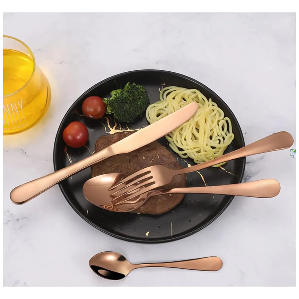 Rose Gold Cutlery Set, Modern Pieces Rosegold Stainless Steel Flatware for Daily Use, Party, Restaurants