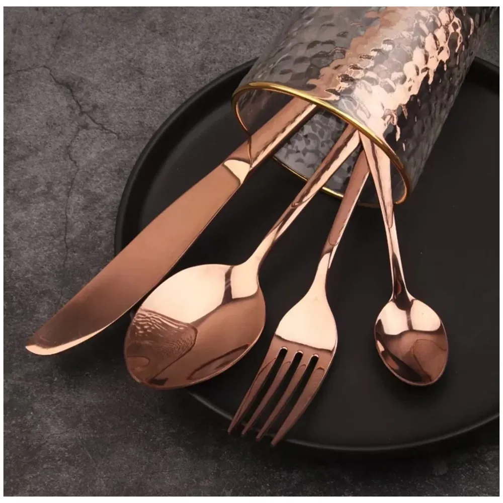 Rose Gold Cutlery Set, Modern Pieces Rosegold Stainless Steel Flatware for Daily Use, Party, Restaurants