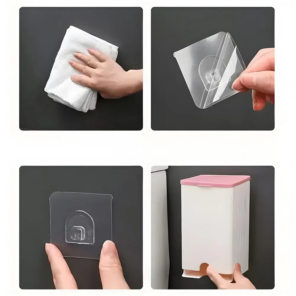 Sanitary Pads Dispenser Wall-Mounted Sanitary Napkin Storage Box Dust-Proof- Pink White 19.5cm x 11.5cm - 2