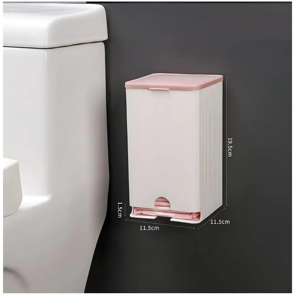 Sanitary Pads Dispenser Wall-Mounted Sanitary Napkin Storage Box Dust-Proof- Pink White 19.5cm x 11.5cm - 4