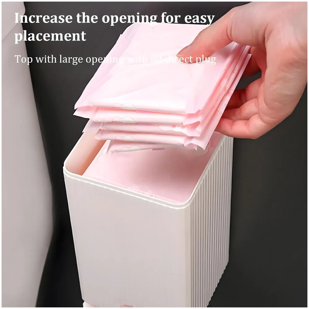 Sanitary Pads Dispenser Wall-Mounted Sanitary Napkin Storage Box Dust-Proof- Pink White 19.5cm x 11.5cm - 5