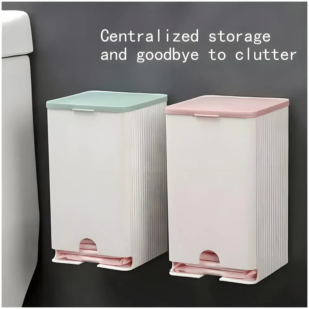 Sanitary Pads Dispenser Wall-Mounted Sanitary Napkin Storage Box Dust-Proof- Pink White 19.5cm x 11.5cm - 7