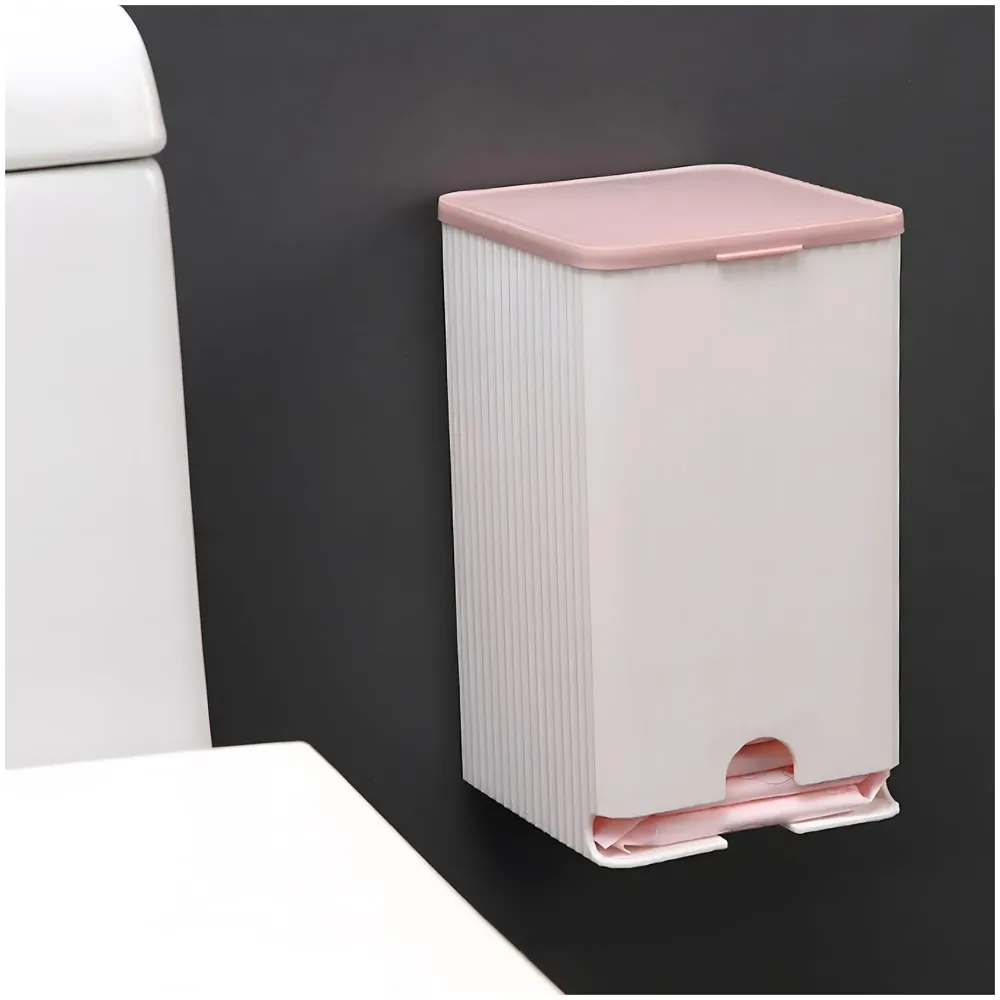 Sanitary Pads Dispenser Wall-Mounted Sanitary Napkin Storage Box Dust-Proof- Pink White 19.5cm x 11.5cm - 8