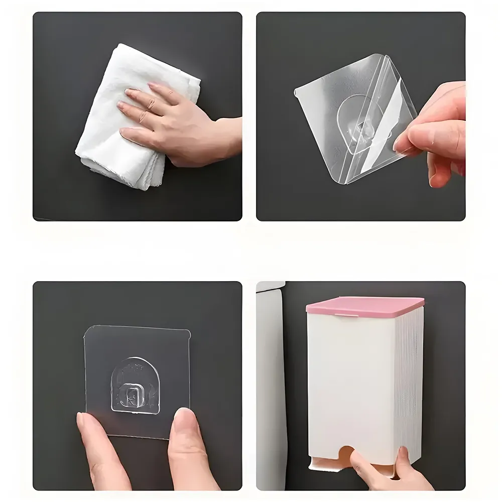 Sanitary Pads Dispenser Wall-Mounted Sanitary Napkin Storage Box Dust-Proof- Pink White 19.5cm x 11.5cm
